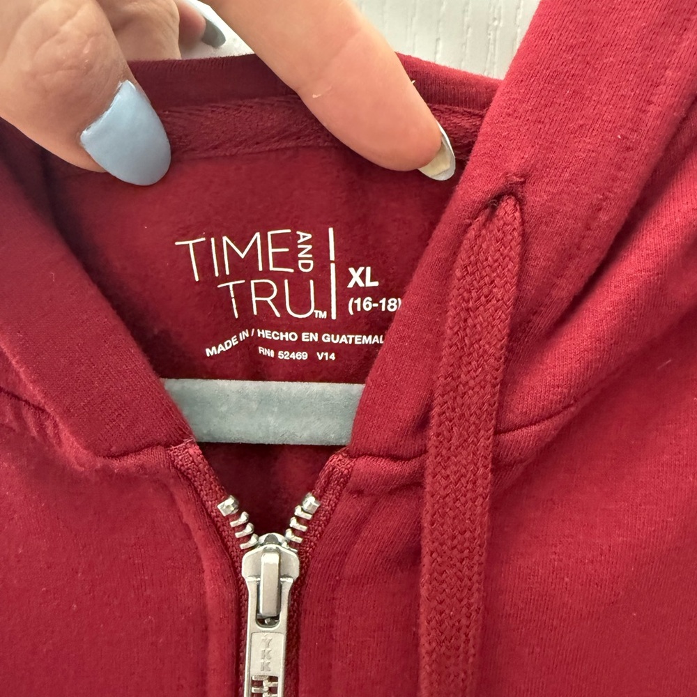 Time and Tru Burgundy Zip-Up Jacket